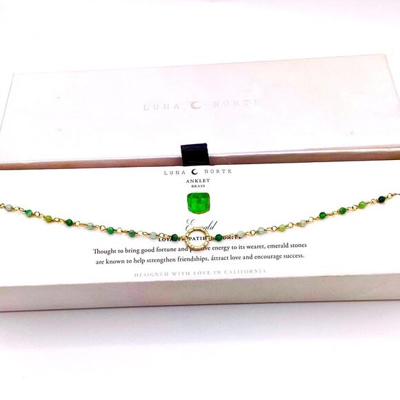 Luna Norte “Emerald” Anklet in 14k gold plated brass - Picture 2 of 10